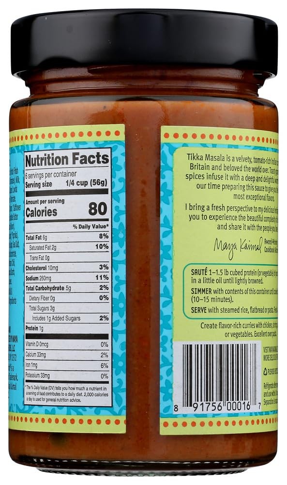 (Pack of 6) Maya Kaimal Sauce Simmer Tikka Masala Indian Condiment 12.5 Oz