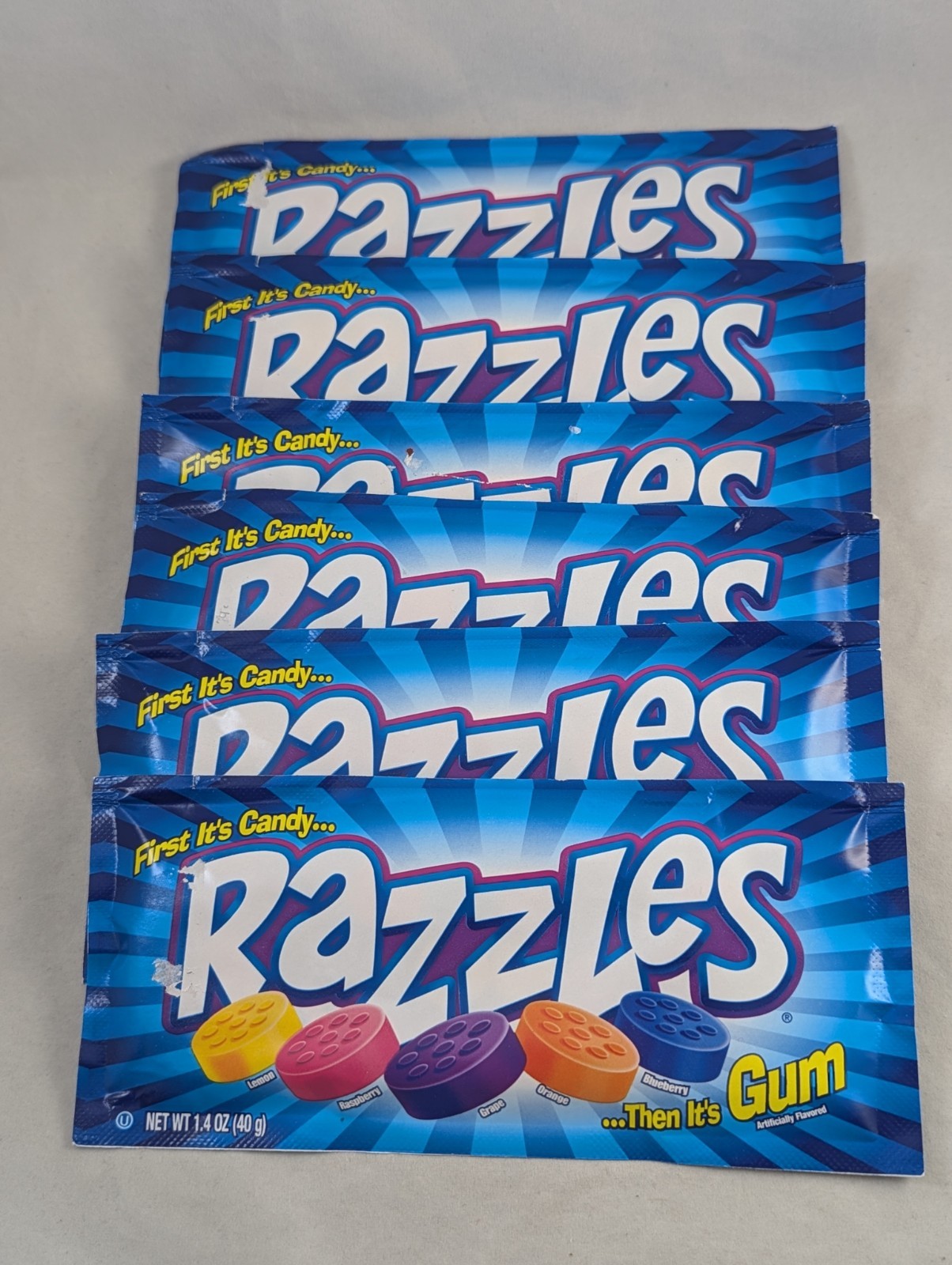 6x Packs Razzles Original Assorted Flavor Candy Gum 1.4oz Fast Shipping 3/2028