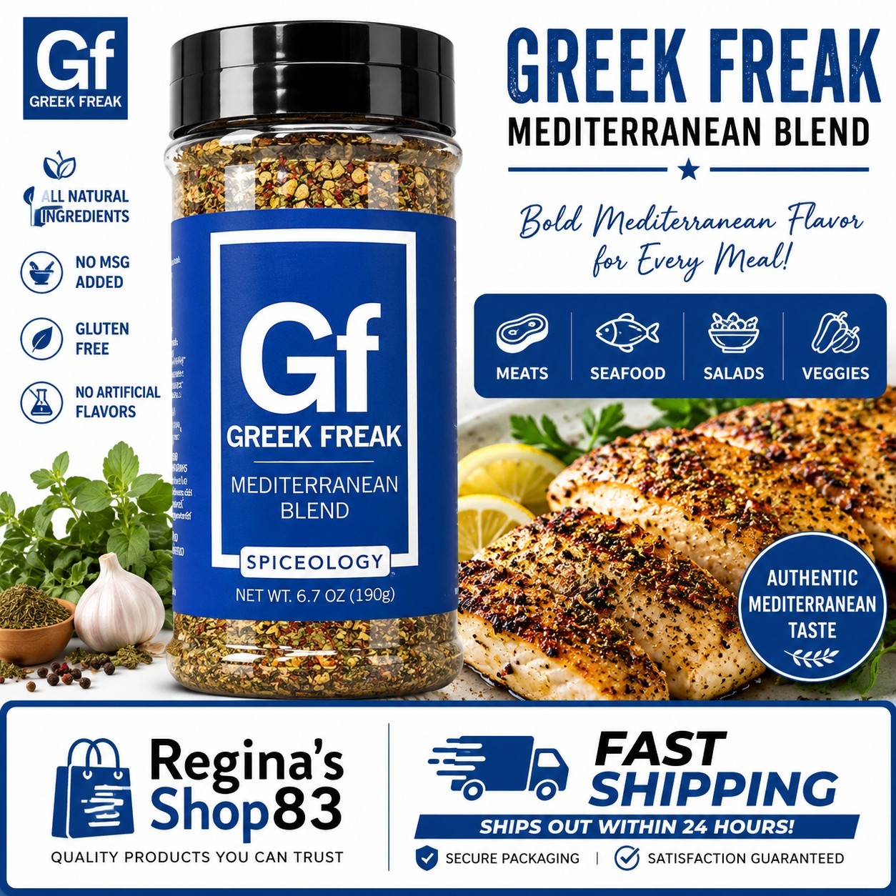 Spiceology Greek Freak Mediterranean Blend Seasoning 6.7 Oz (190g) EXP 2028