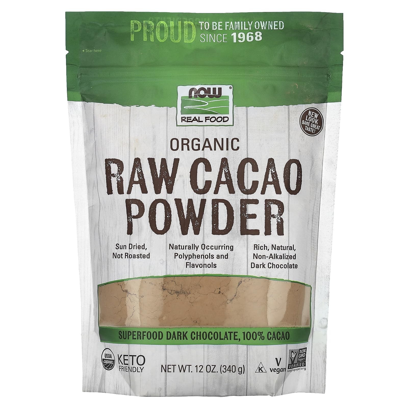 Organic Raw Cacao Powder 12Oz Non-gmo Fair Trade Sun Dried Keto Friendly