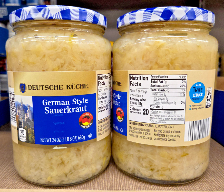Deutsche Kuche German Style Sauerkraut 24oz 680g (2 Jars)