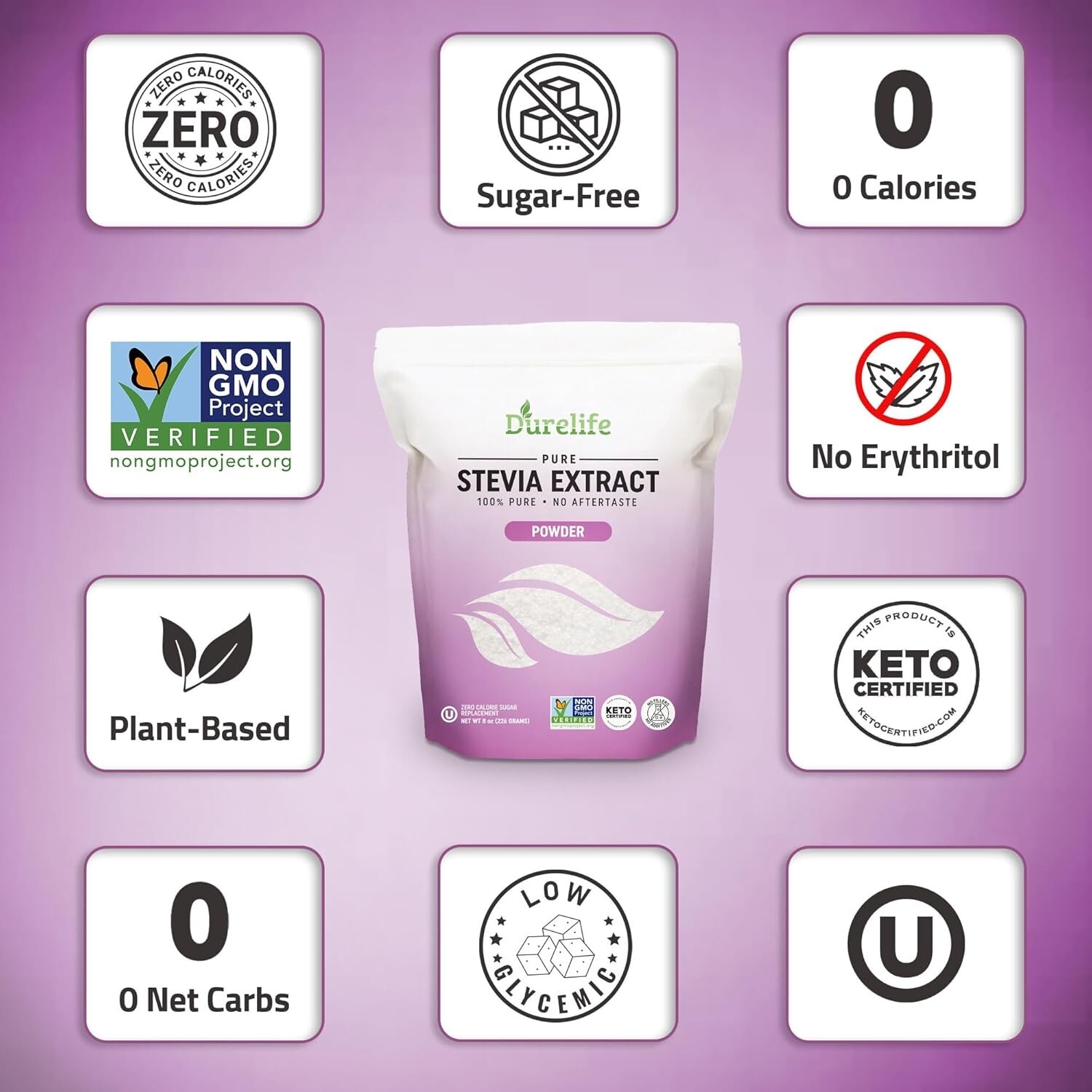 Durelife 100% Pure Stevia extract sweetener 8 oz