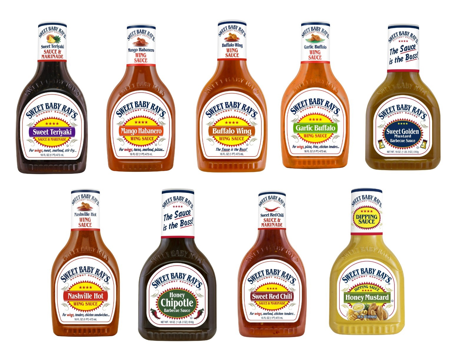 Sweet Baby Ray’s Sauce 9-Pack Variety Sampler – BBQ, Wing & Marinade Gift Set