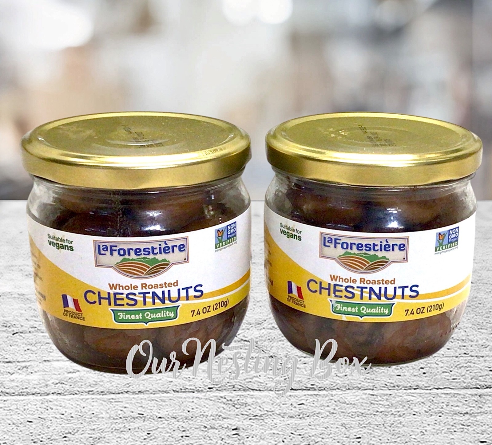 2 La Forestiere Whole Roasted Peeled Chestnuts, 7.4 oz Jar