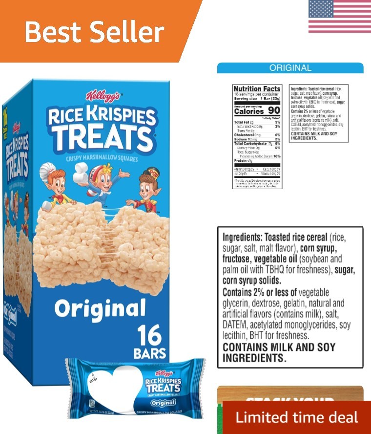 Marshmallow Snack Bars, Kids Snacks, Lunch Snacks, , 12.4oz Box 16 Bars