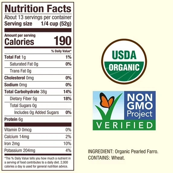 Bob’s Red Mill Organic Farro Grain, 24oz (Pack of 1) – Non GMO, Vegan, KOSHER