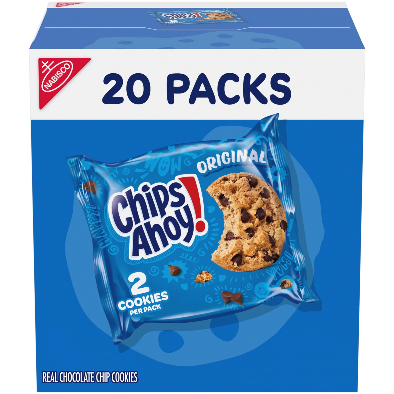 CHIPS AHOY! Original Chocolate Chip Cookies, 20 Snack 20 Count (Pack of 1)