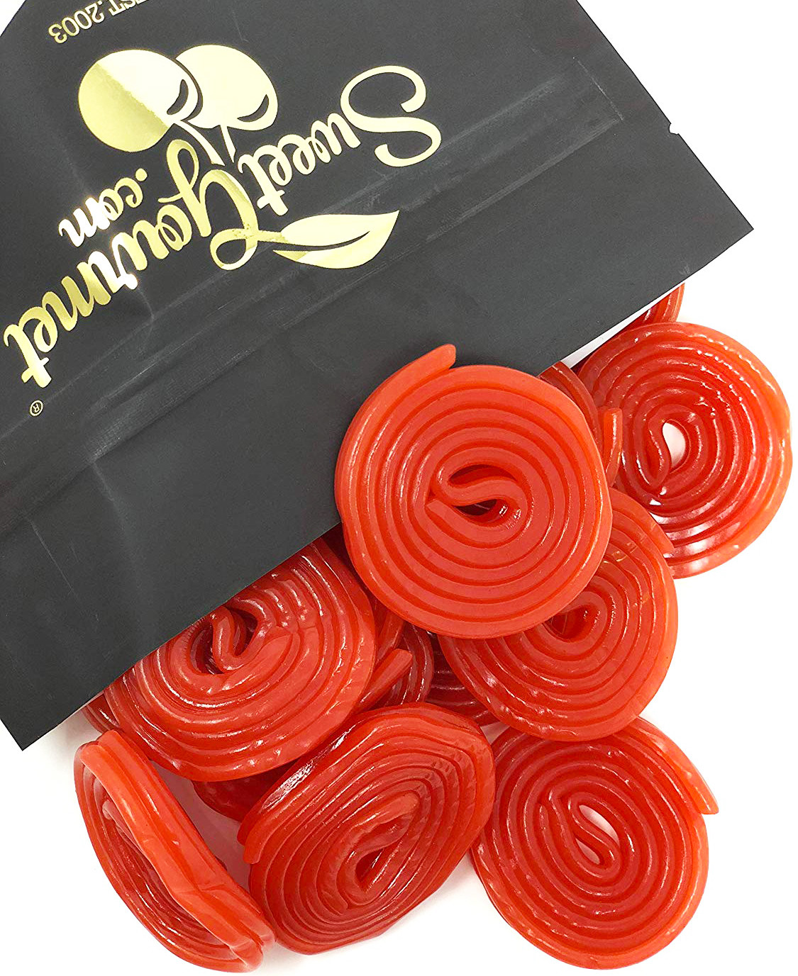 SweetGourmet Italian Strawberry Licorice Wheels bulk candy, natural color – 2LB