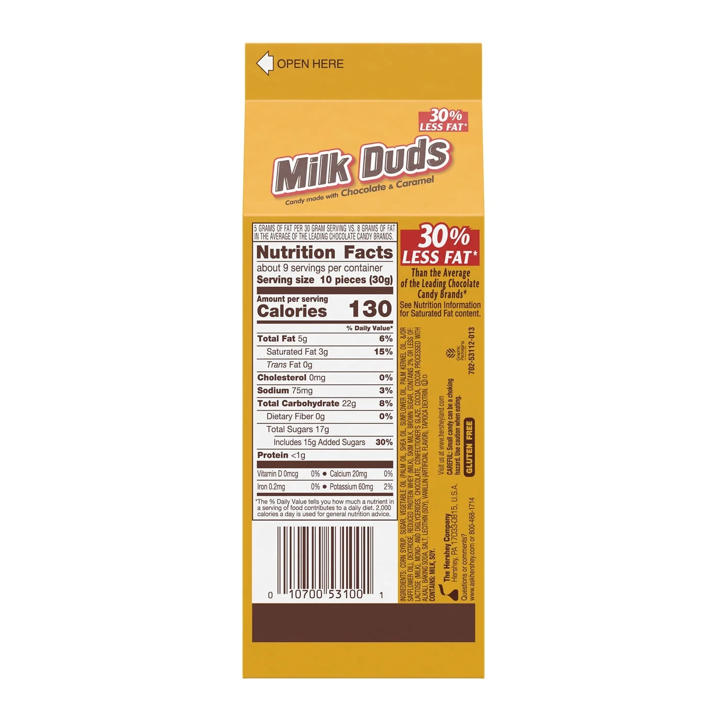 Milk Duds Chocolate and Caramel Candy, Carton 10 oz