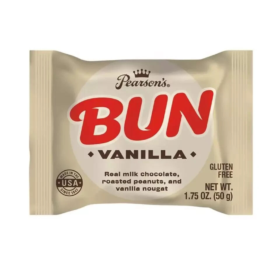 Full Box 24x Buns Pearson’s Vanilla Chocolate & Roasted Peanuts Nougat – 1.75oz