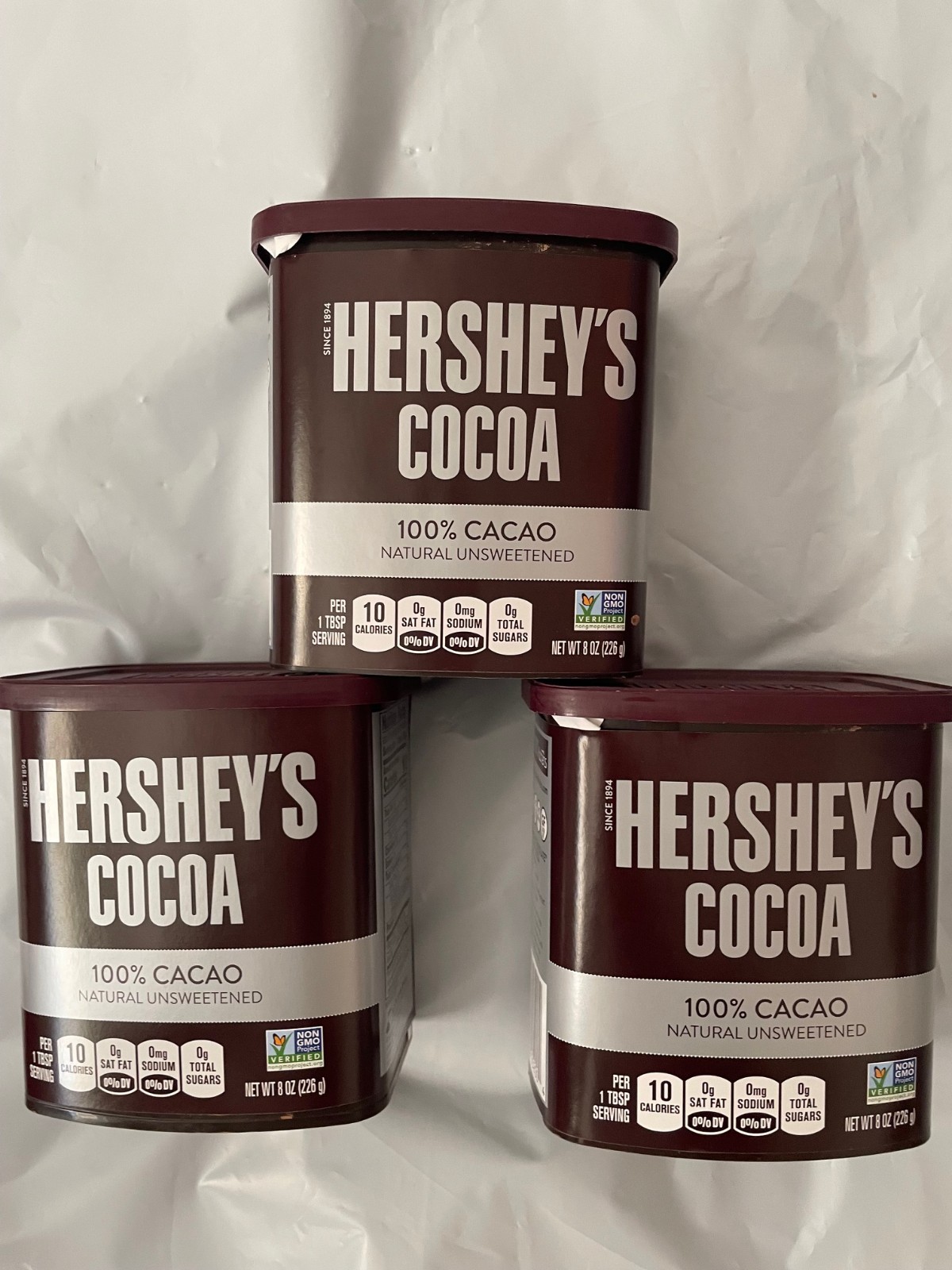 3 Pack HERSHEY’S Natural Unsweetened Cocoa Powder 8 oz Can | Pure 100% Cacao