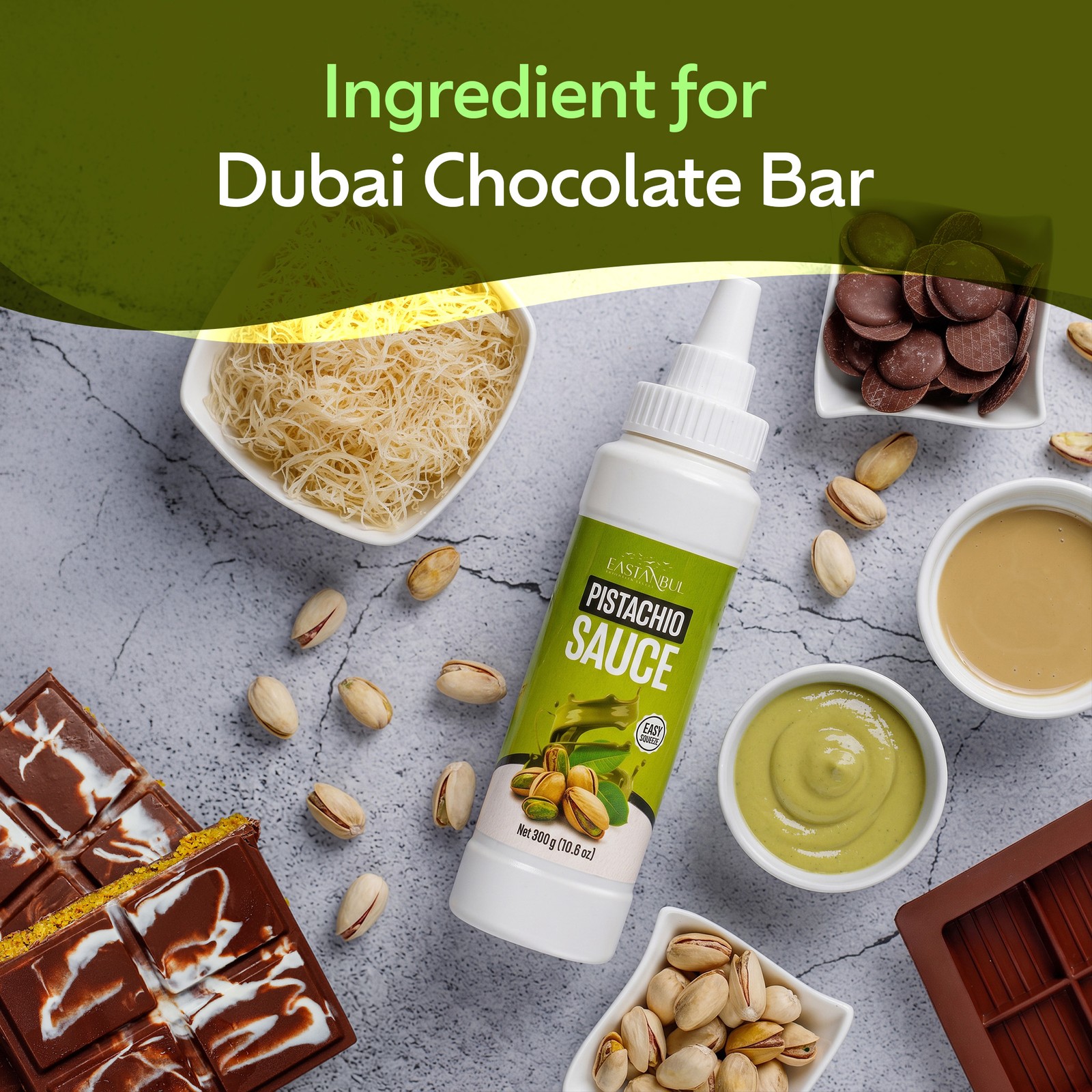 Eastanbul Pistachio Sauce, Pistachio Drizzle, Sauce for Coffee, 10.6oz