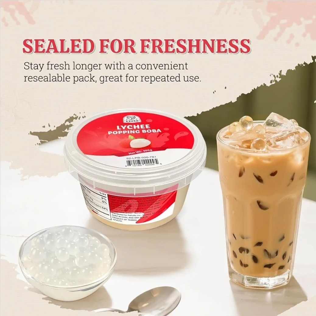 52USA Lychee Popping Boba 500g Bubble Tea Pearls Dessert Topping