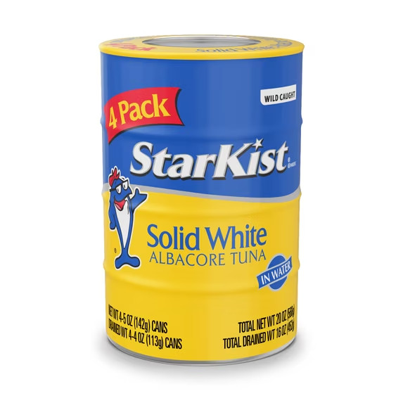 Starkist Solid White Albacore Tuna In Water 25% Less Sodium, 5 oz, 4 Cans