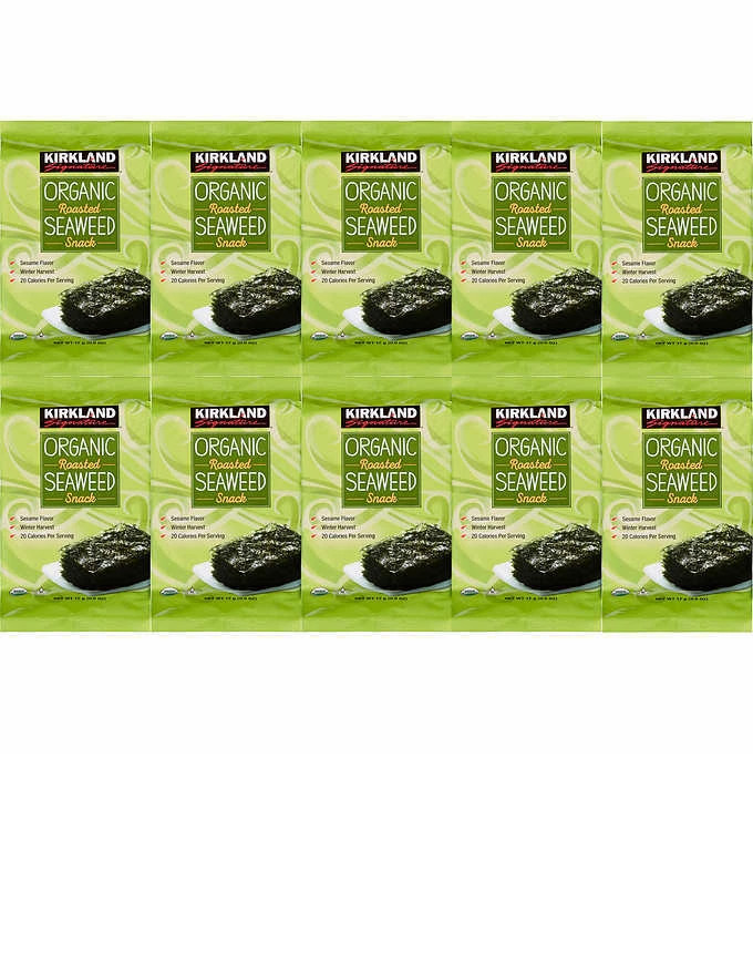 10 Or 20 Packs Kirkland Signature Organic Roasted Seaweed Snack 0.6 OZ Each