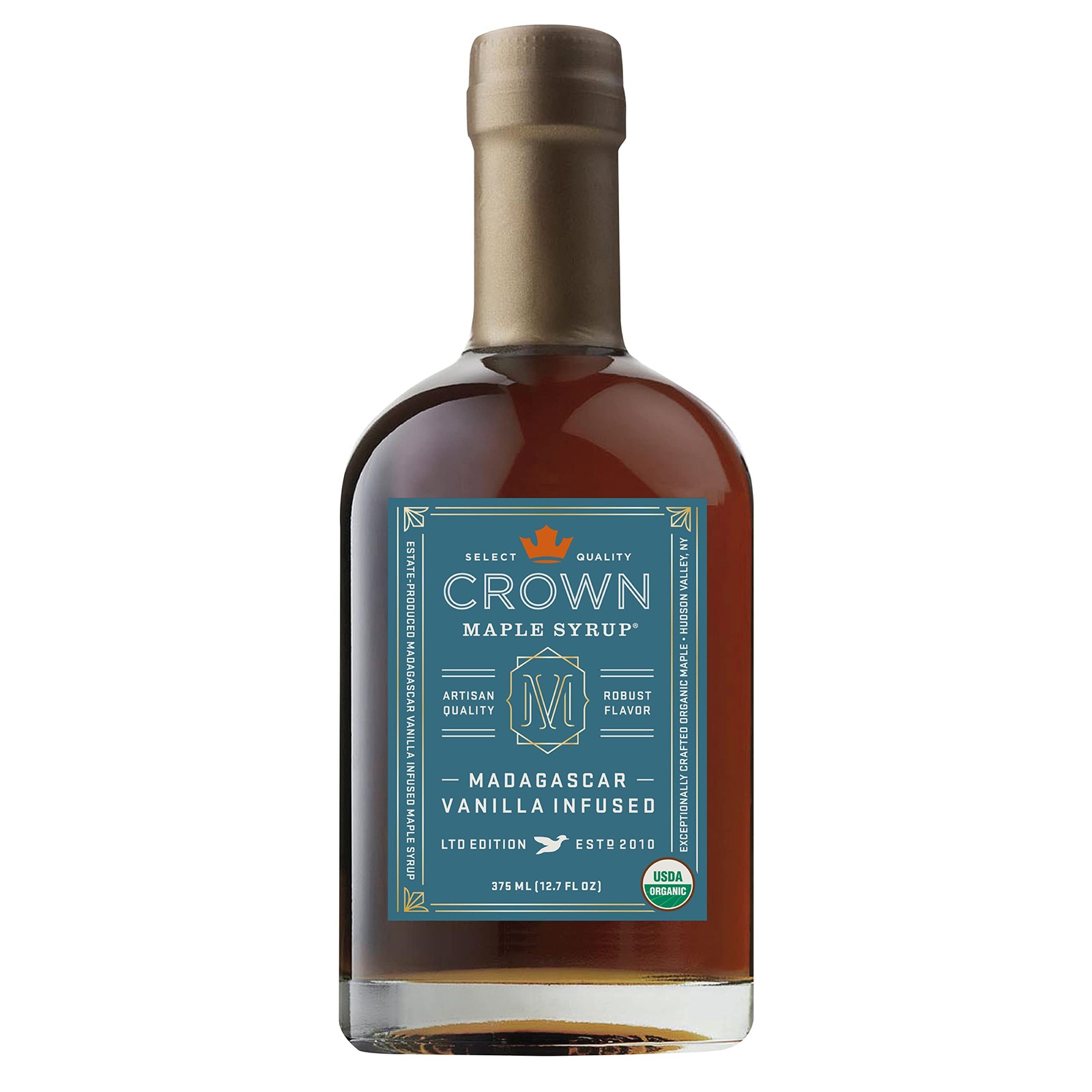 Madagascar Vanilla Infused Organic Maple Syrup, 12.7 Fl Oz, Real Vanilla Bean, P