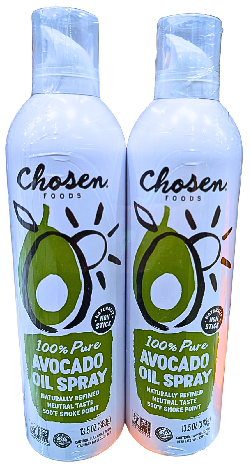 Chosen Foods 100% Pure Avocado Oil Spray 2×13.5 Ounce Cans EXP 10/2026