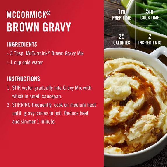 McCormick No Artificial Flavors Country Gravy Mix, 18 oz Bottle NEW