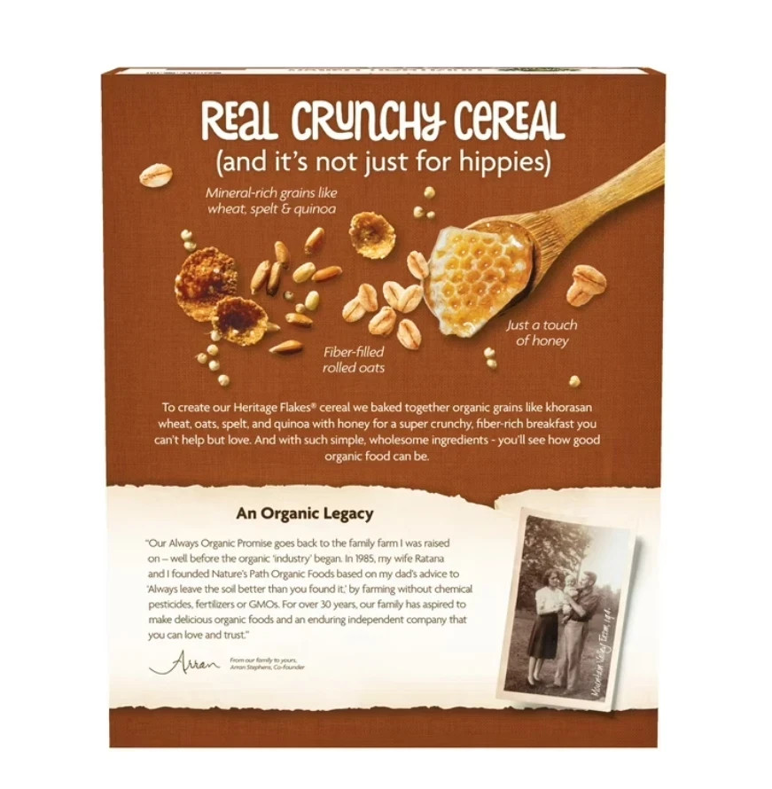 Nature’s Path Organic Breakfast Cereal, Heritage Flakes, 33.5oz Box