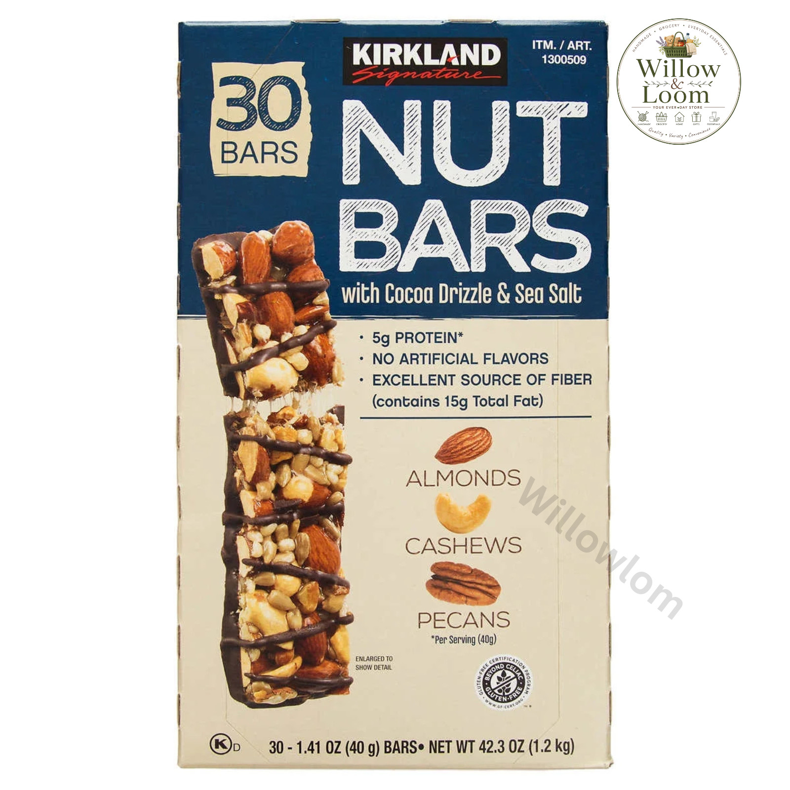 Kirkland Signature Nut Bars 1.41 Ounce Pack of 30 With Coco Drizzle & Sea Salt