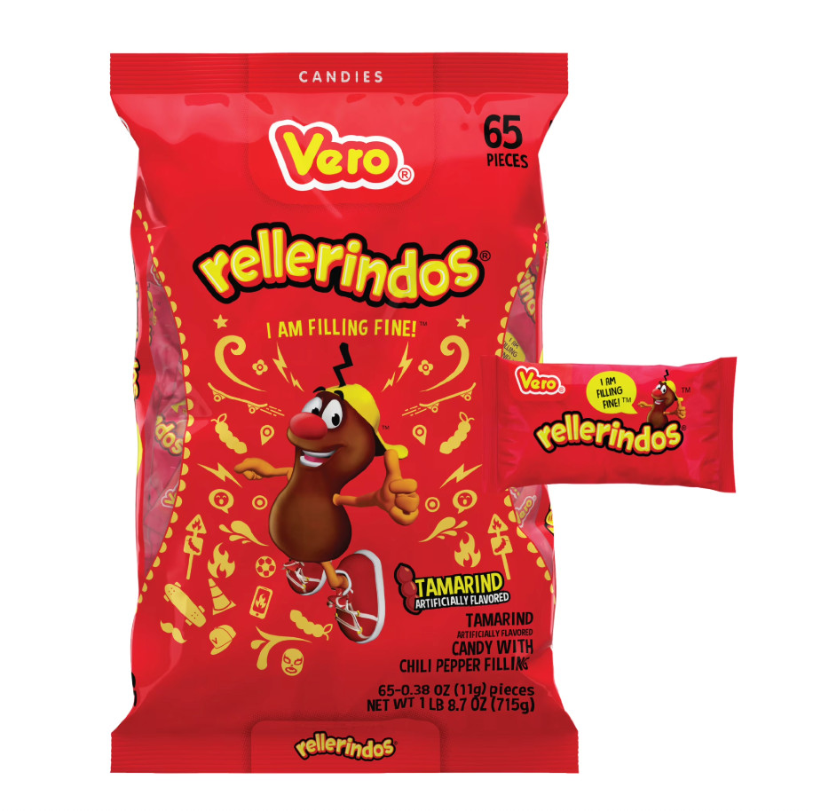 Rellerindos Vero Tamarind Mexican Hard Candy With Chili Filling 65 Pieces