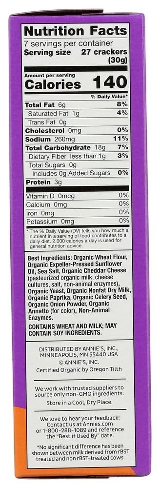 Annie’S Organic Cheddar Squares, Baked Cracker Snacks, 7.5 Oz