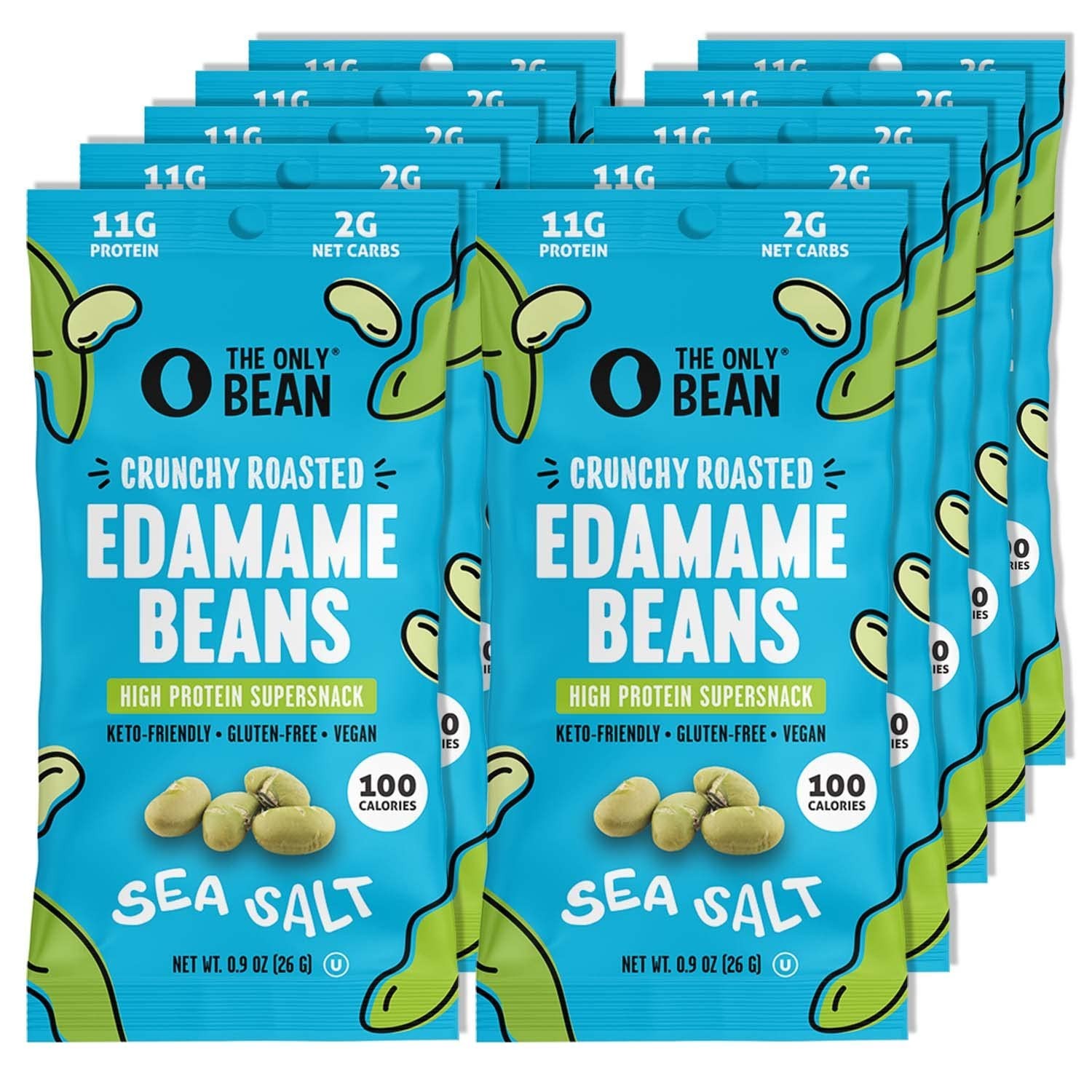 The Only Bean Crunchy Dry Roasted Edamame Snacks (Sea Salt), Healthy High Protei