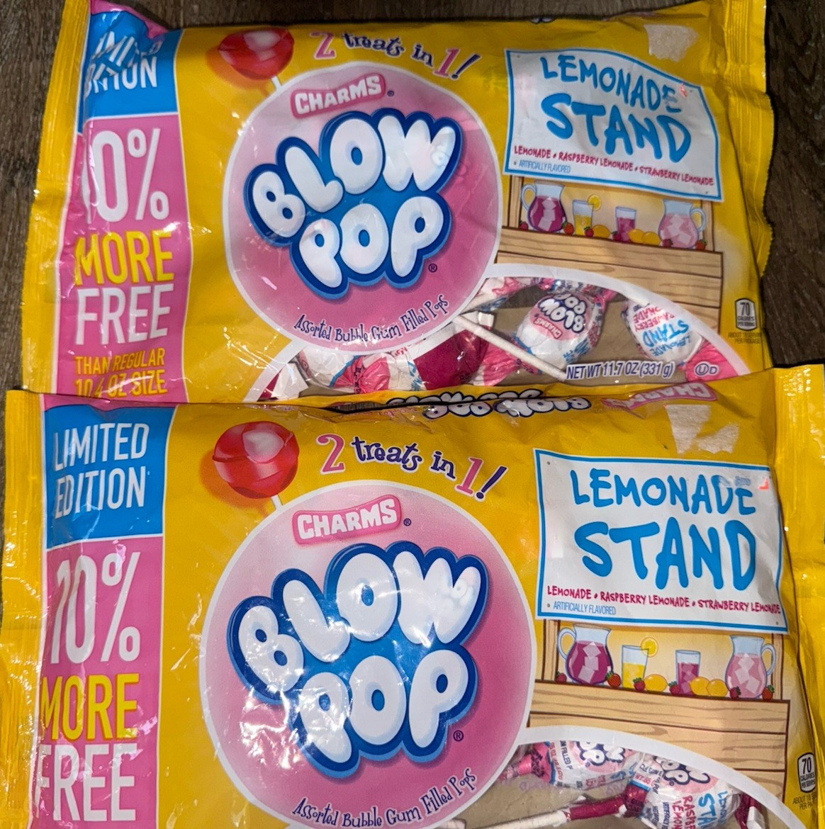 Blow Pop Charms ~ Lemonade Stand Suckers Gum 11.7 oz Each, 2-Bags ~ 01/2028