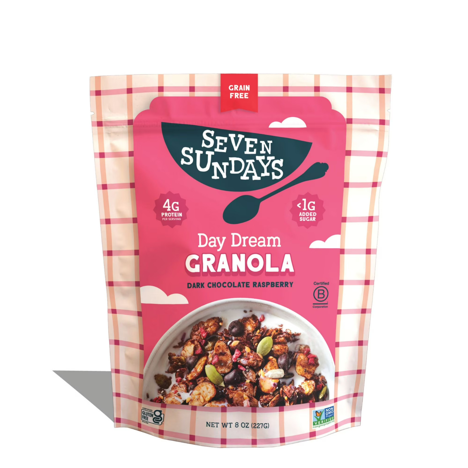 Seven Sundays Dark Chocolate Raspberry Breakfast Granola, Grain Free, 8 oz, 1 Bg