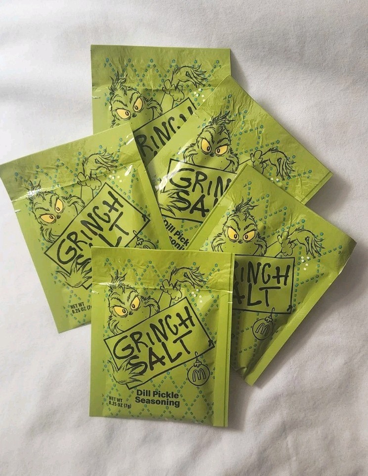 GRINCH SALT – French Fry Dill Pickle Seasoning – McDonalds 2025 (5 packets)