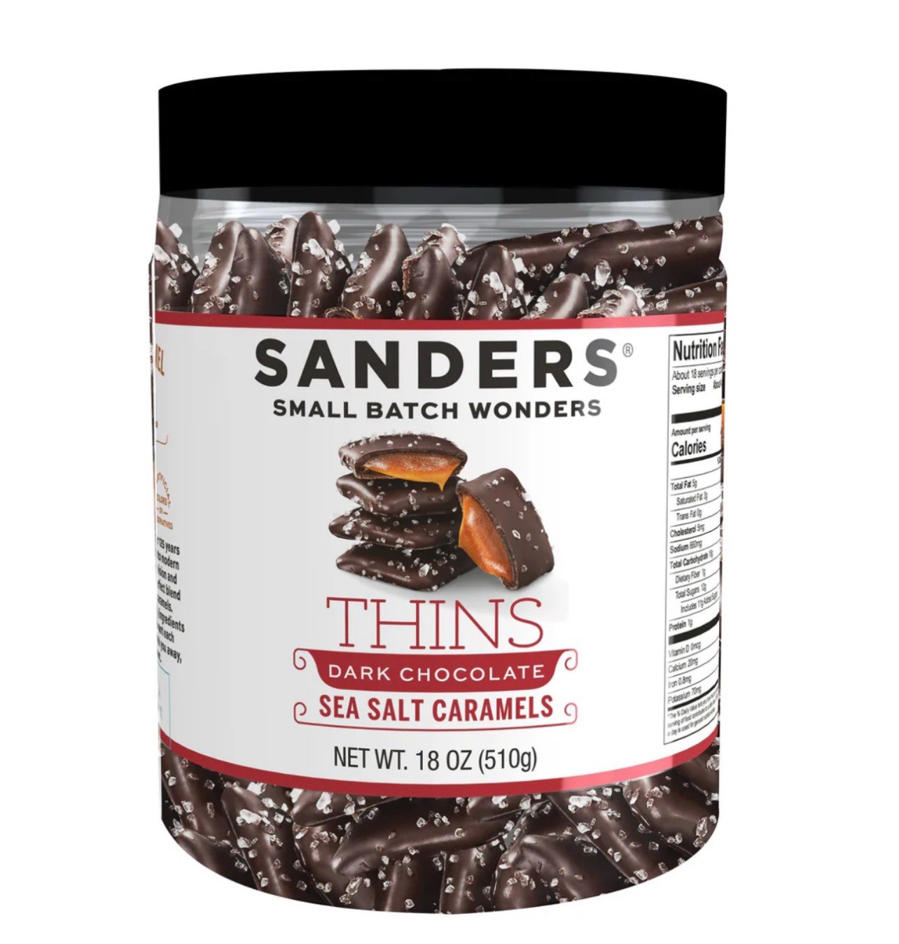 🟣 New Sanders Small Batch Wonders THINS Dark Chocolate Sea Salt Caramels 18oz