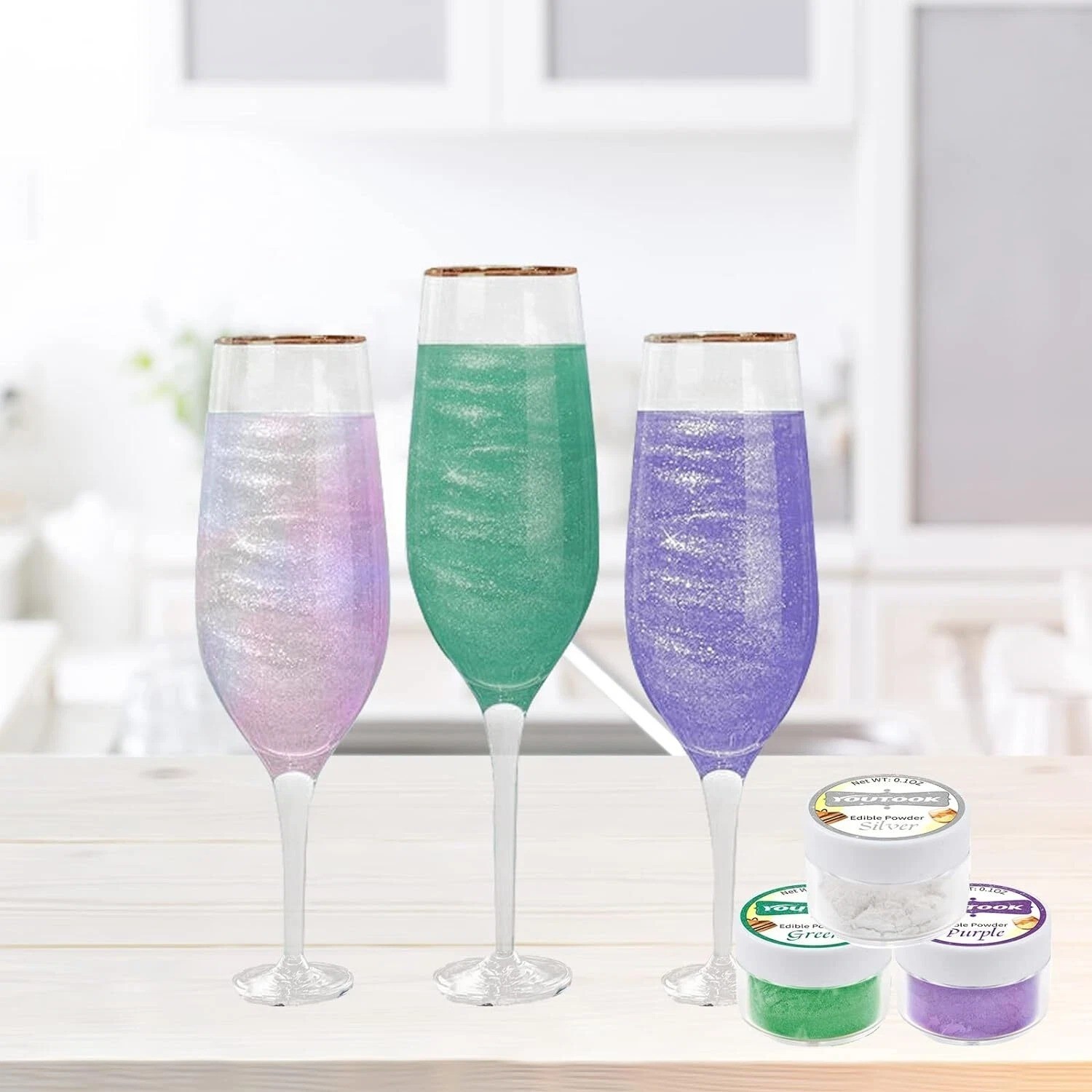 Luster Dust Edible Set 10 Colors: Drink Glitter Edible Dust For Baking D