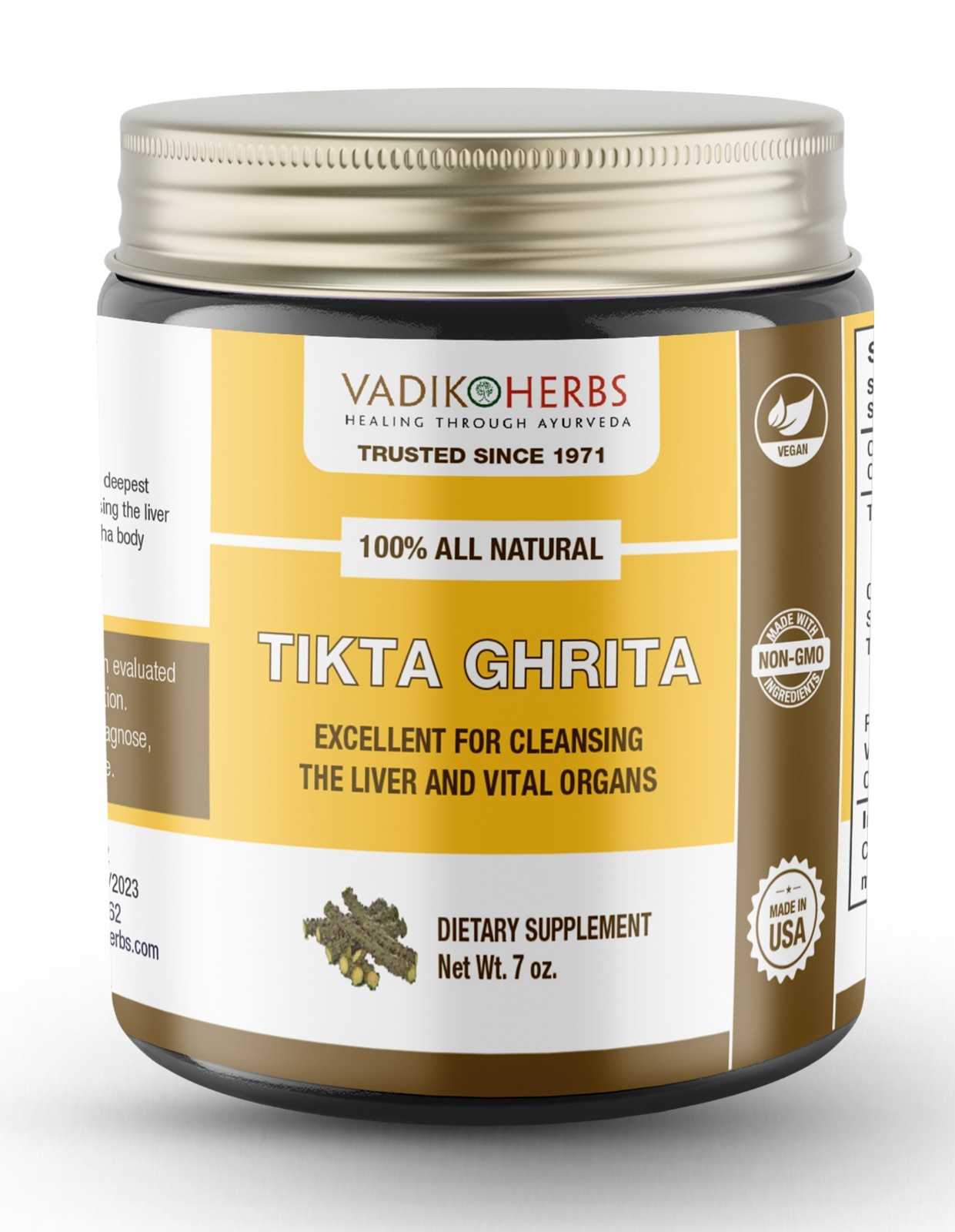 Vadik Herbs Tikta Ghrita (Bitter) Ghee | 7 oz | Made in USA since 1971