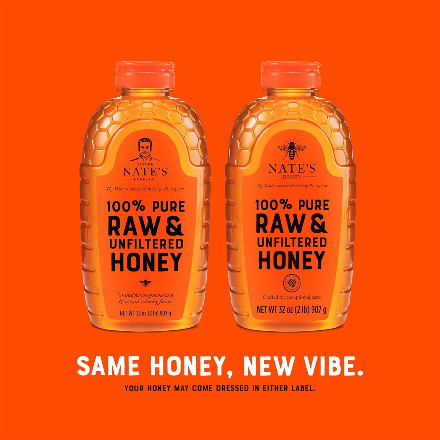 Nate’s 100% Pure Raw & Unfiltered Honey – Award-Winning Taste 32oz. Squeeze Bo