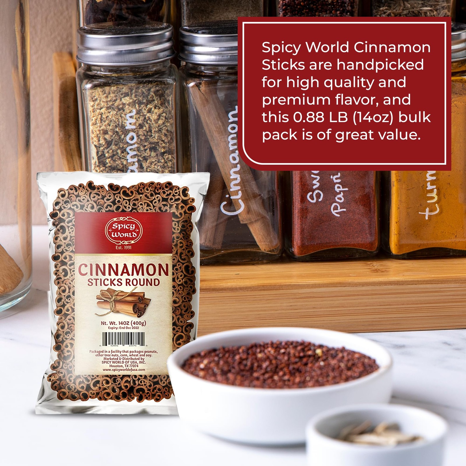 Spicy World Cinnamon Sticks 14 Oz Bag ~100 Sticks –