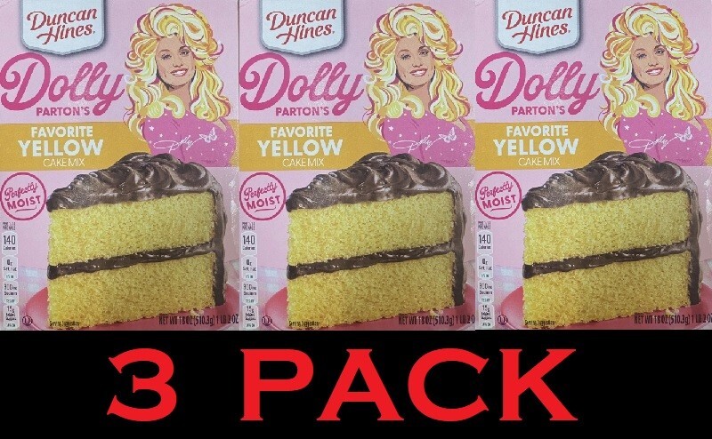 Duncan Hines Dolly Parton’s Perfectly Moist FAVORITE YELLOW Cake Mix 18oz 3 PACK