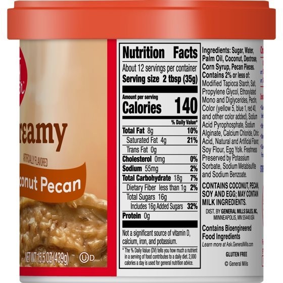 2 pack) Betty Crocker Rich and Creamy Coconut Pecan Frosting, Gluten Free, 15.5