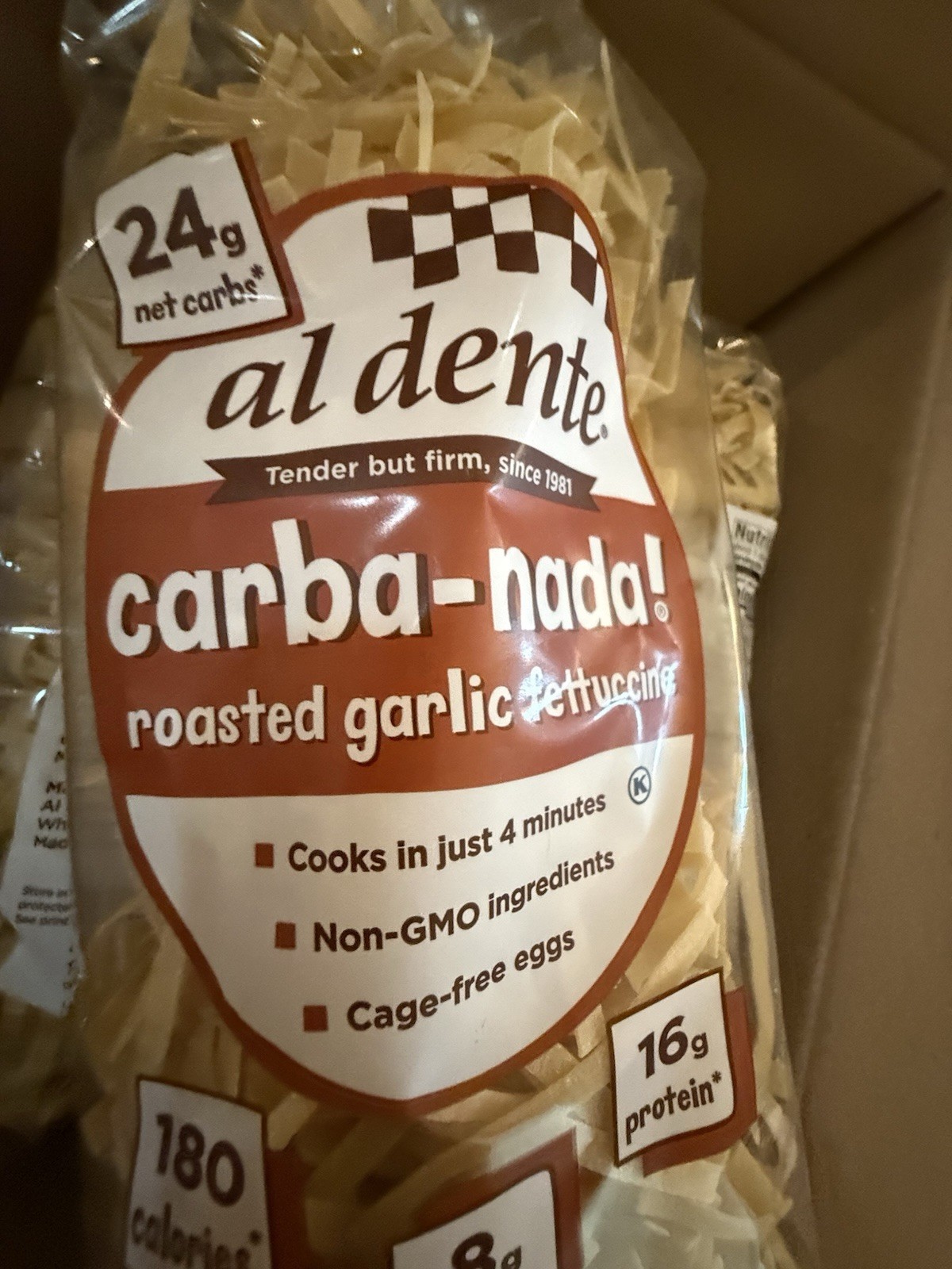 3 Pks AL DENTE Carba-Nada Fettuccine Roasted Garlic 10oz Packs Low Sugar & Carb