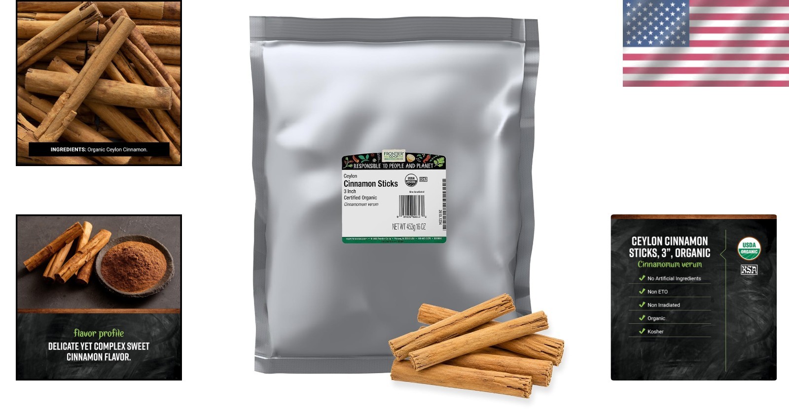 Aromatic Organic Ceylon Cinnamon Sticks 1lb – Perfect for Drinks & Baking