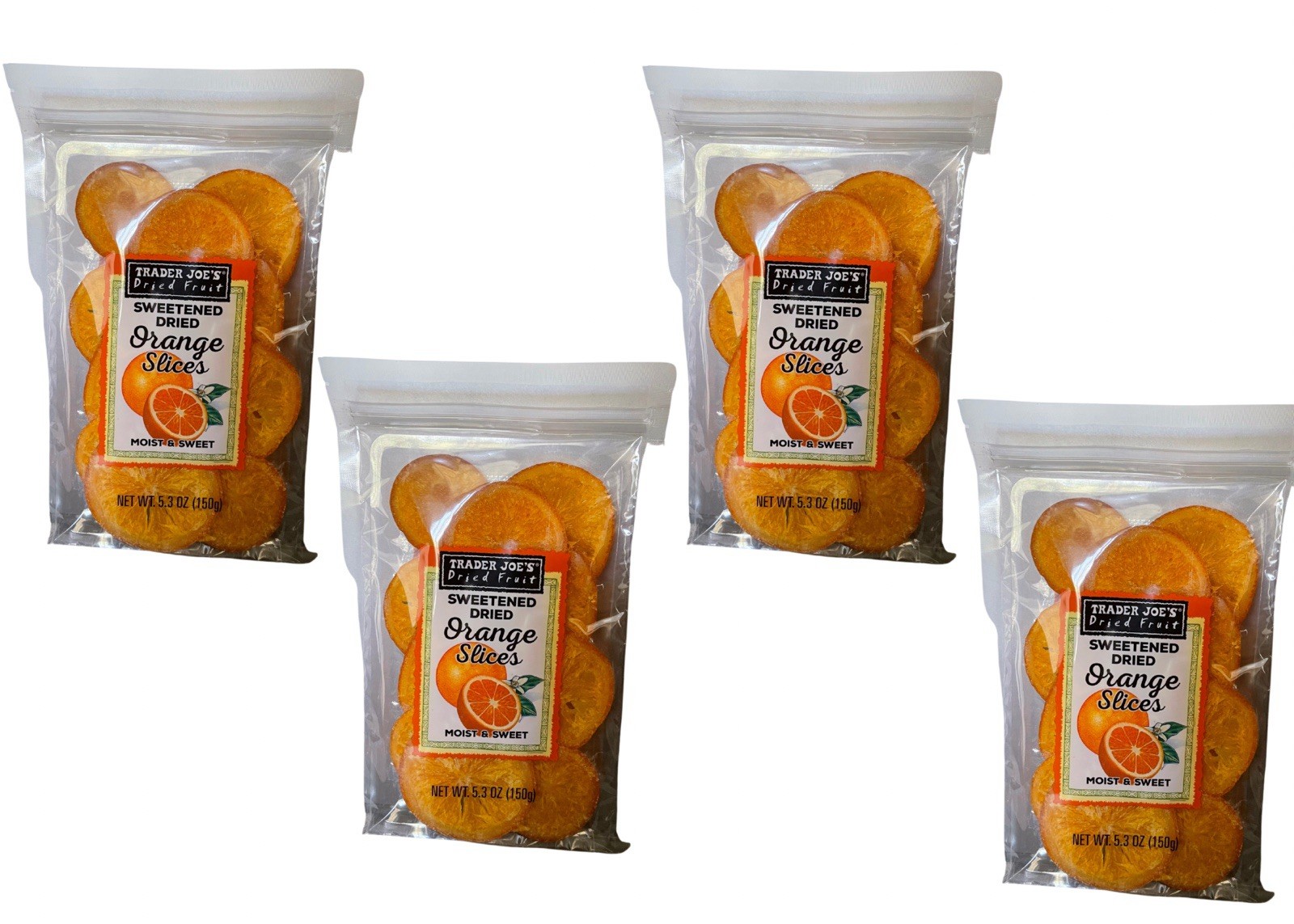 🇺🇸 4 Packs Trader Joe’s Orange Slices Sweetened Dried Fruit Snacks 5.3 oz Each
