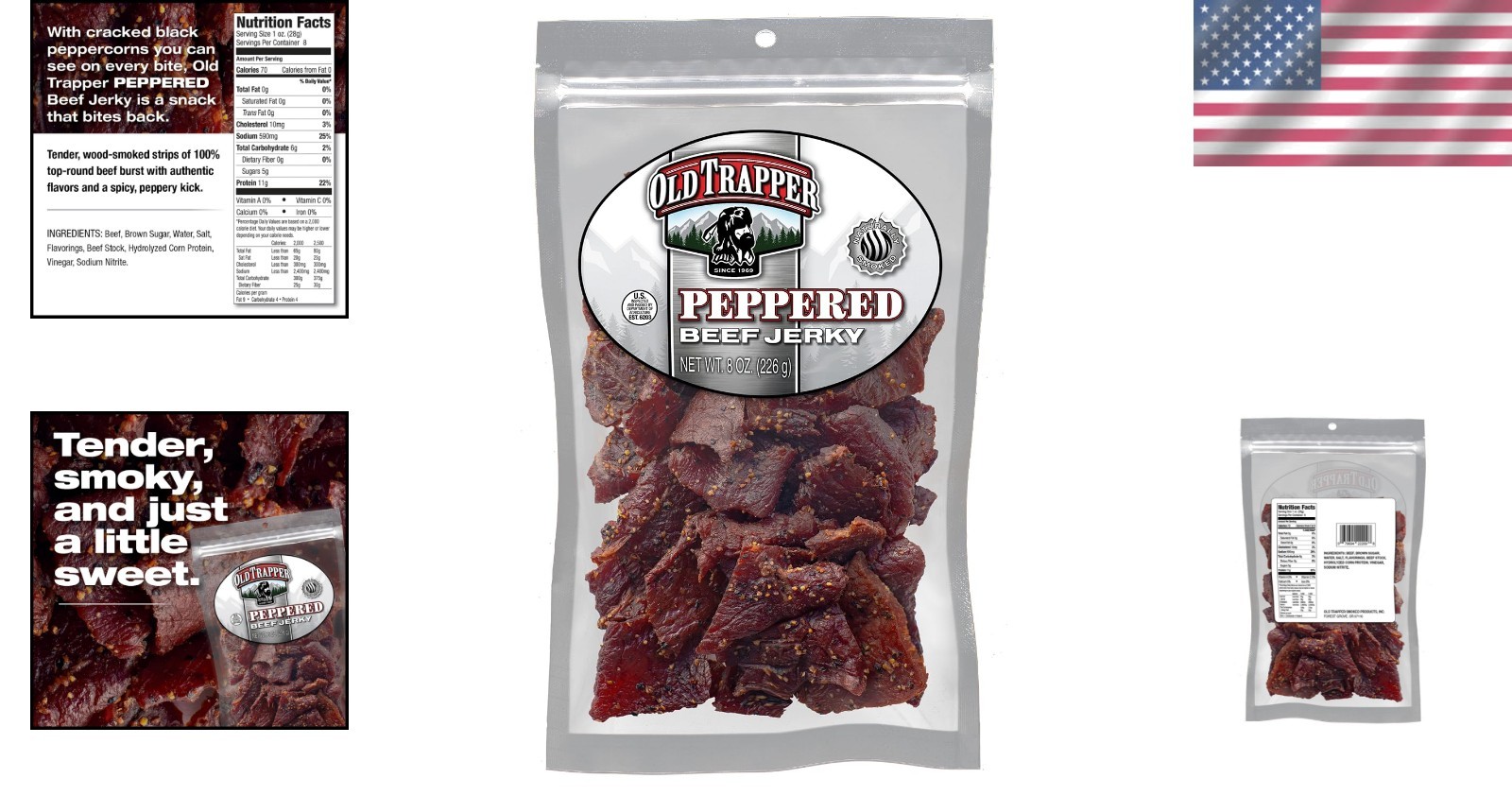 Gourmet Peppered Beef Jerky – 11g Protein, Low-Calorie, Ready to Eat Snack