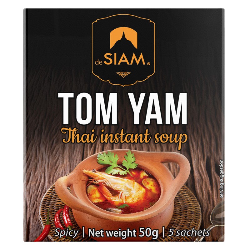 SIAM Tom Yam Thai Instant Soup, 1.76 oz (50g) – Pack of 3