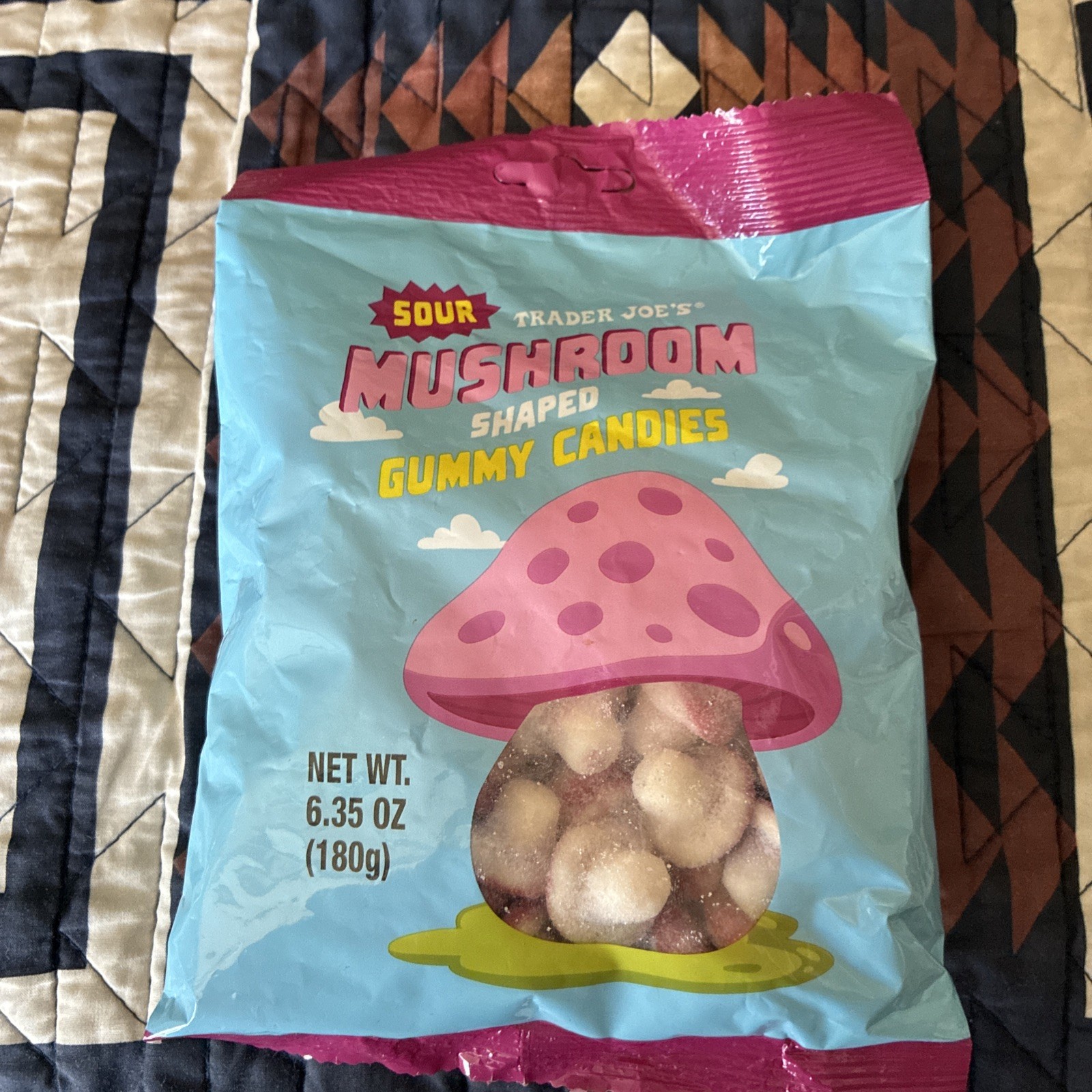 Trader Joe’s 6.35 oz. SOUR MUSHROOM Shaped Gummy Candies candy bb 5/2027 Germany