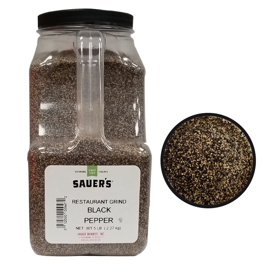 Ground Black Pepper | Restaurant Table Grind | 5 Pound Canister | Foodservice