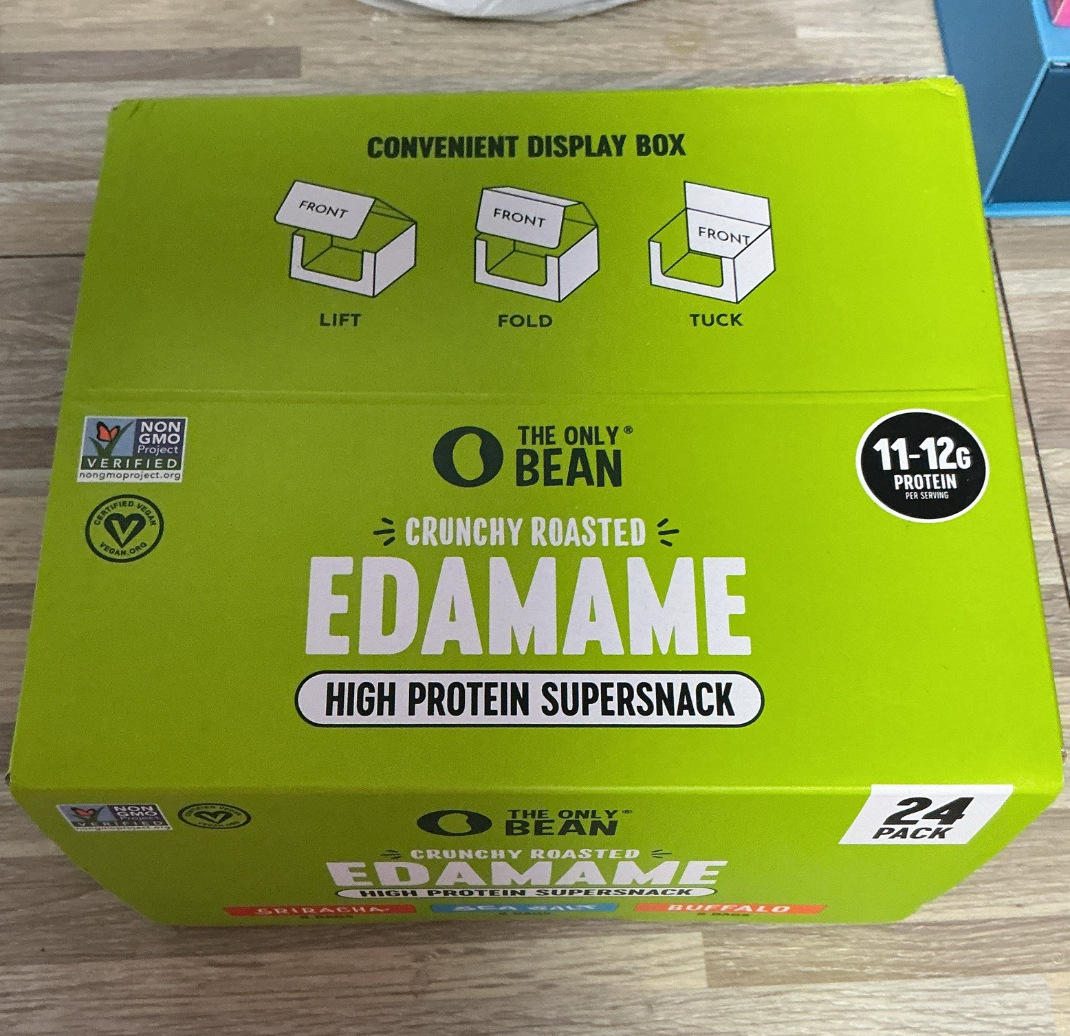 The Only Bean Crunchy Roasted Edamame Supersnack 24 Pack Sriracha Vegan