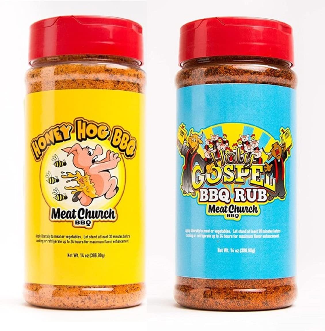 Meat Church BBQ Rub Combo Honey Hog 14 oz and Holy Gospel 14 oz BBQ Rub and S…