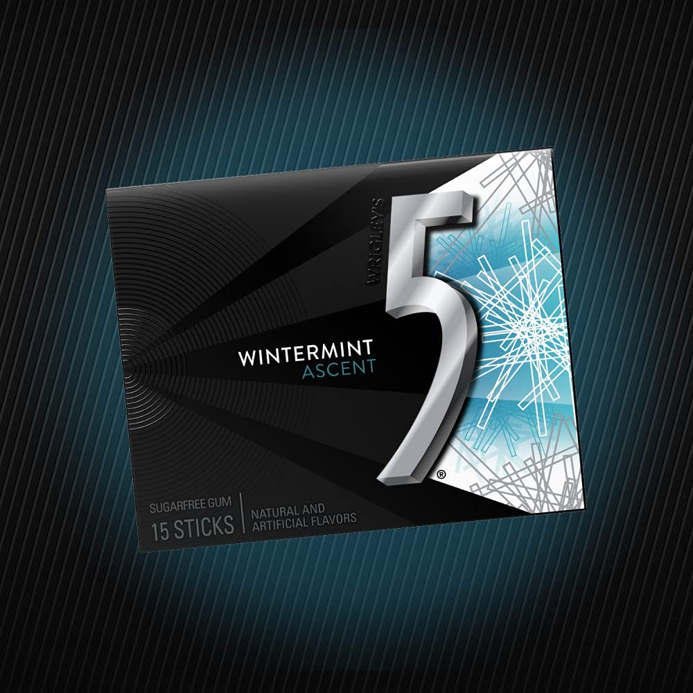 WRIGLEY’S 5 Gum Wintermint Ascent Sugarfree 15 Count (Pack of 1), White Candy