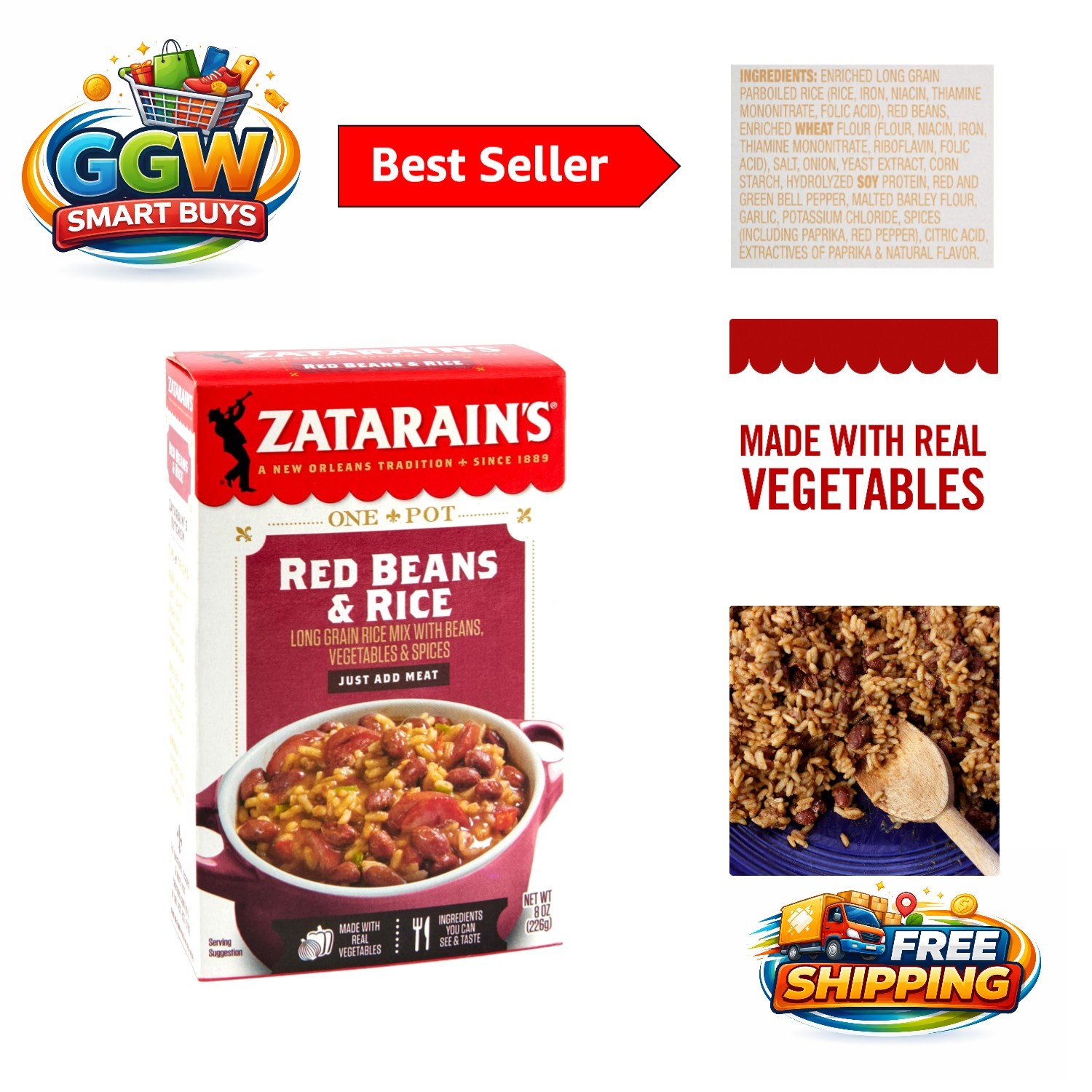 Convenient 8 oz Zatarain’s Red Beans & Rice – Flavorful, Quick Meal Delight