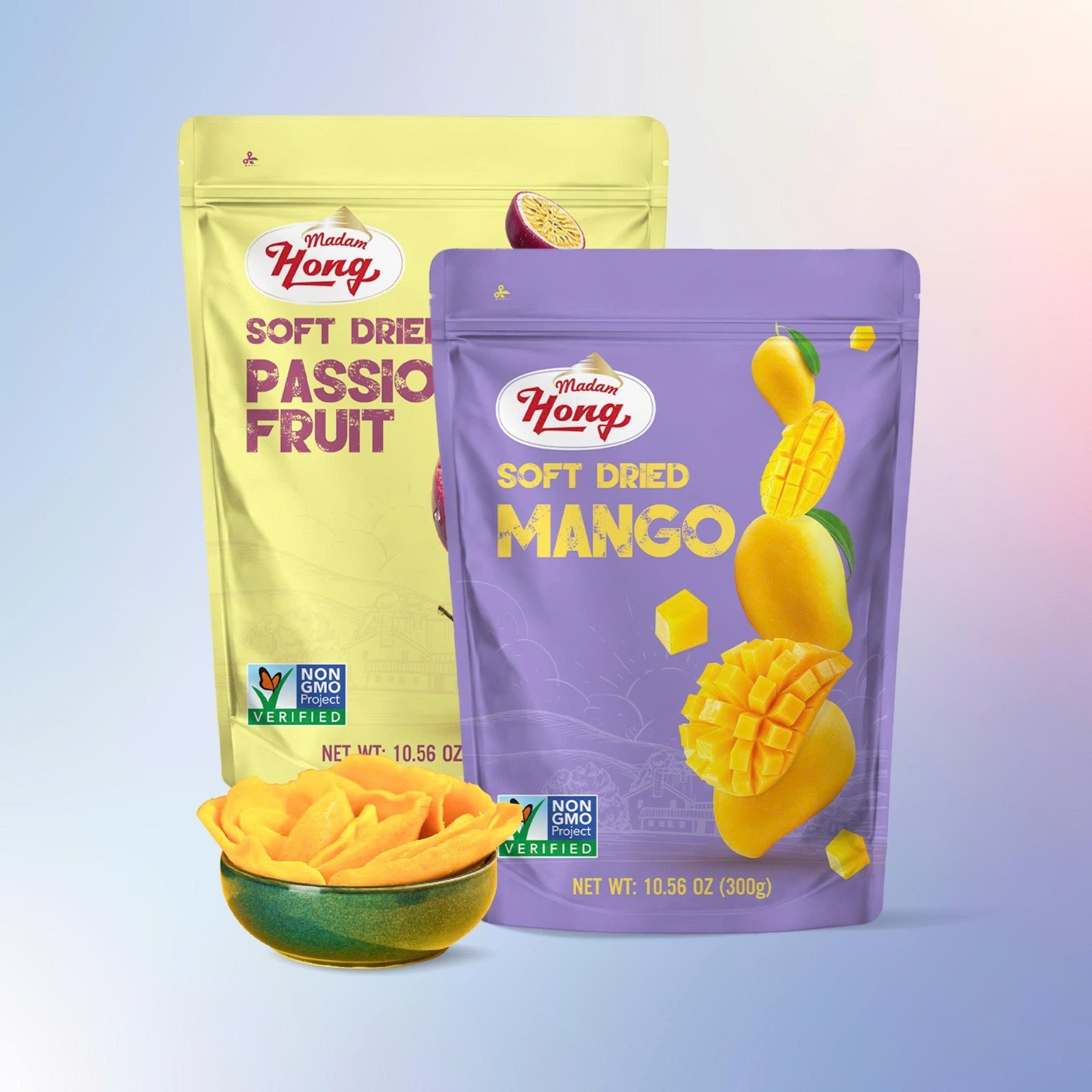 Soft Dried Mango & Passion Fruit Chewy Snack – 2 Pack 300g (21.2oz) – Madam Hong