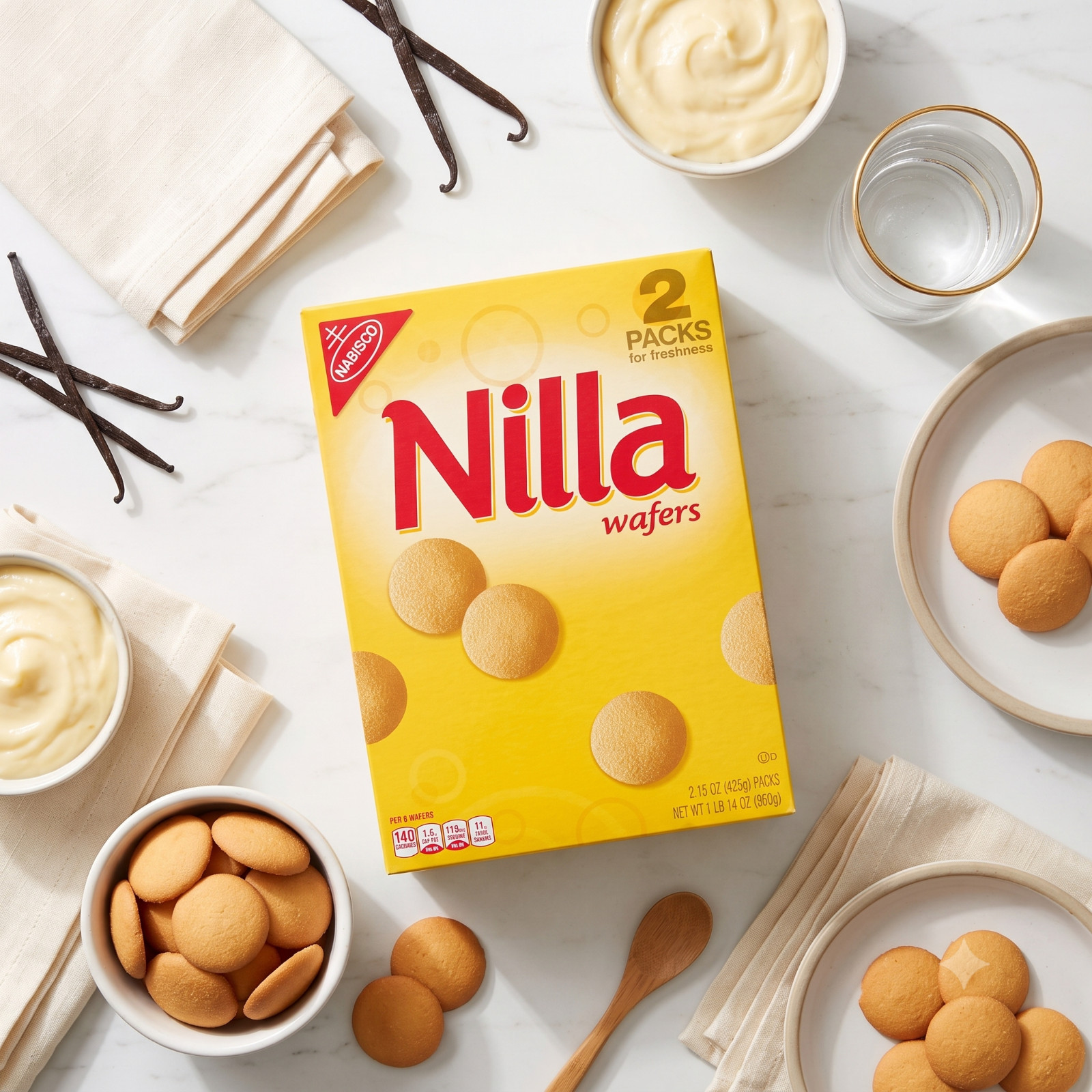 4 Boxes Nilla Wafers Cookies, 15 oz, 2 Count in Each